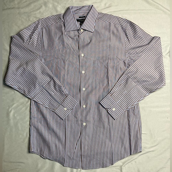 Pronto Uomo Other - Pronto Uomo Brown and Blue Striped Button Down Shirt